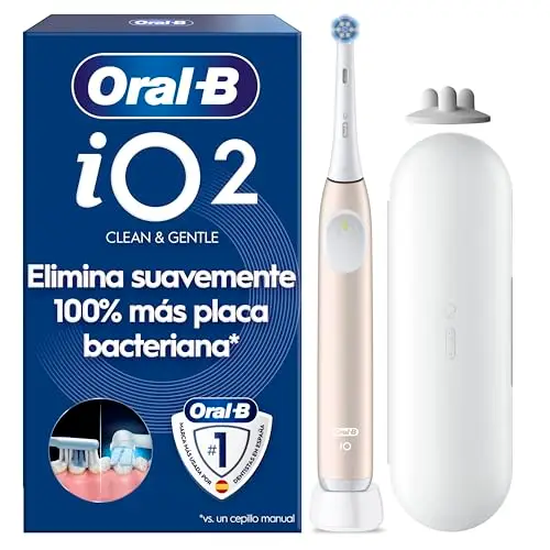 Oral-B iO 2 Cepillo de Dientes Eléctrico, 1 Cabezal, Rosa Suave - Cepillo Dental con 3 Modos de Cepillado, Sensor de Presión, Temporizador, Estuche de Viaje, Portarrecambios, Batería de Larga Duración