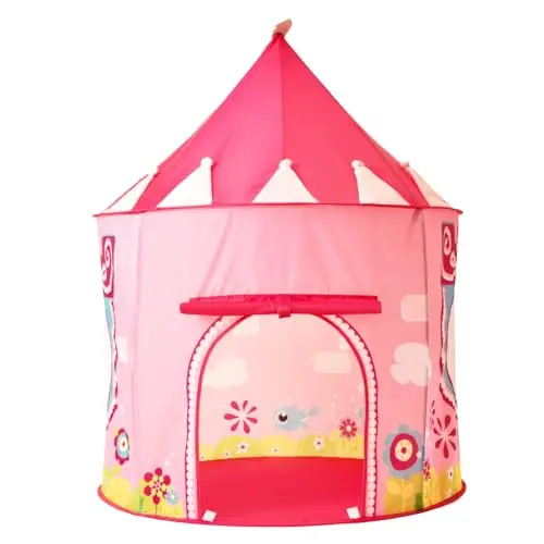 Plegable para niños, Carpa de Juegos para niños, Tienda de bebé para Interior y Exterior, casa de Juegos de yurtas para Guardar Juguetes, con Bolsa de Transporte (Jardín Rosa)
