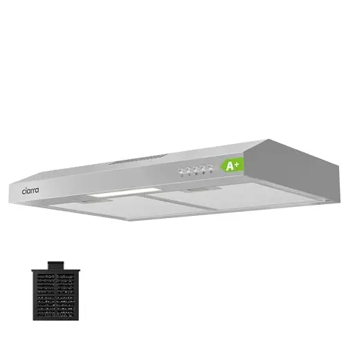 CIARRA CBCS6903D Campana Extractora 60 cm Clase A+ Cocina extractora integrada para Armario 3 Niveles Recirculación con Filtro de Carbón CBCF009 Acero Inox