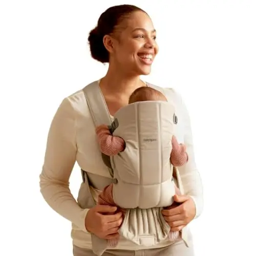 BabyBjörn Mochila Porta Bebé Mini, Tejido, Beige