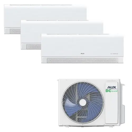 Aux Multi Split Aire acondicionado Set 27000 BTU unidad exterior (7,9 kW) + 3 x 9000 BTU (2,6 kW cada uno), dispositivo de pared WiFi Control R32 blanco mate