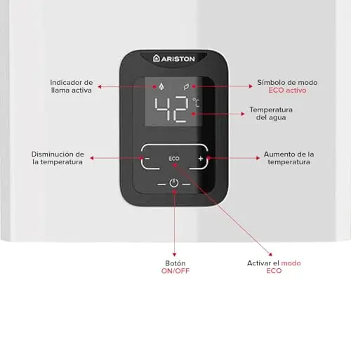 Ariston NextEvo X- Calentador de Agua Butano 11L/min Bajo Consumo, Calentador Gas Butano Propano Estanco Termostático y Low Nox 16.5x34.5x57 Fabricado para Instalación España, Eficiencia A Rango(A+/F)