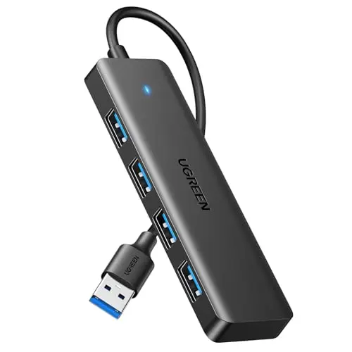 UGREEN Hub USB 3.0 con 4 Puertos Adaptador Ladron Multipuertos 5Gbps Alta Velocidad Compatible con MacBook Pro Air iMac Surface XPS PC Portátil Disco Duro Teclado Ratón PS5 (15cm)