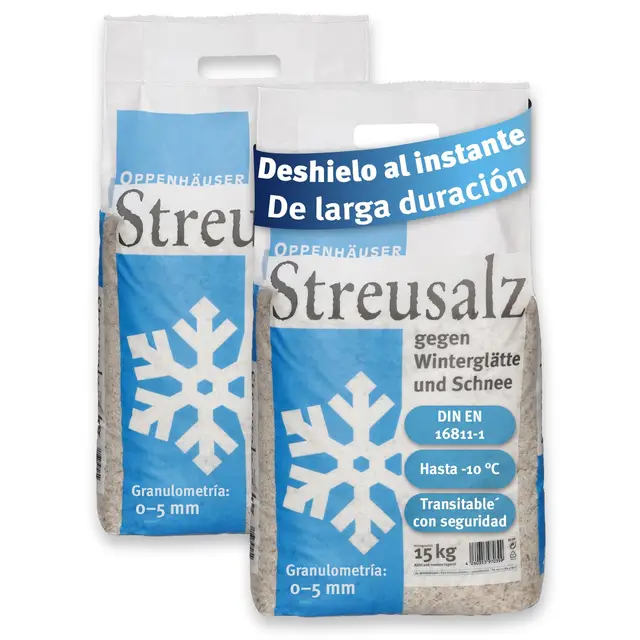 Sal para deshielo 30kg: deshielo inmediato y duradero, DIN EN 16811-1, sal para eliminar el hielo y la nieve, streu invernal para aceras, accesos y aparcamientos, grano M, de alta calidad