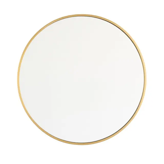 Espejo Redondo Decorativo 50cm con Marco Dorado Metálico Elegante para Pared, Estilo Moderno Minimalista