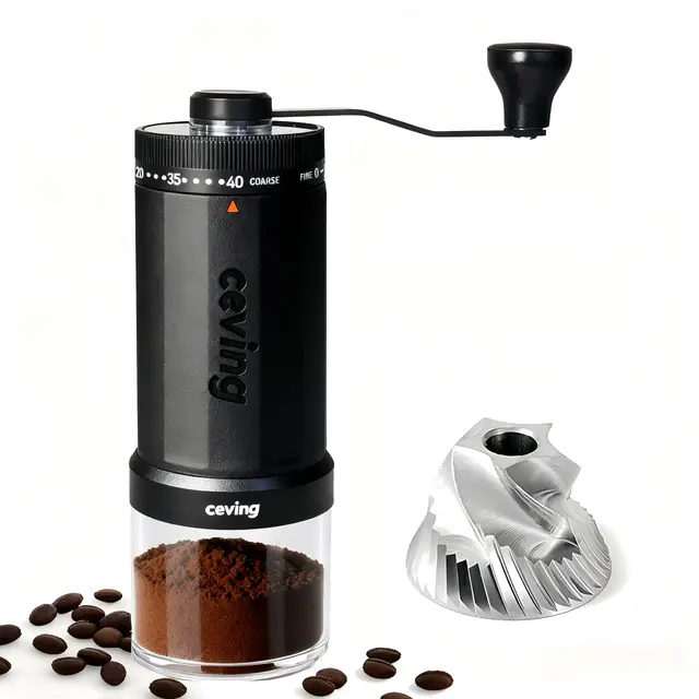 Primer Molinillo de Café Manual de Gran Capacidad 60g del Mundo, Molino Portátil con 40 Ajustes, Muelas de Acero Inoxidable para Espresso, Pour Over, Camping, Viajes, Regalo, etc.