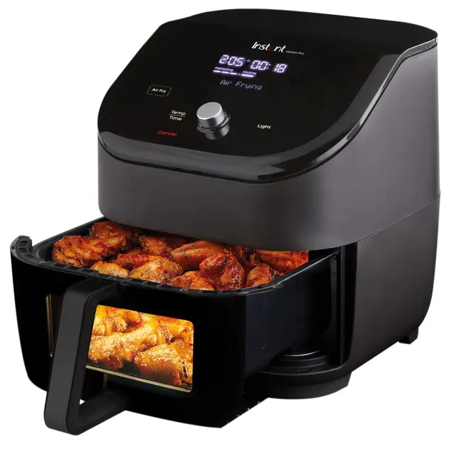 Instant Port Vortex Plus 6 en 1 Freidora de Aire Digital con ClearCook y Función de Asar, Recalentar, Hornear y Deshidratar, Negro con mirilla, 1.700 W – 6L