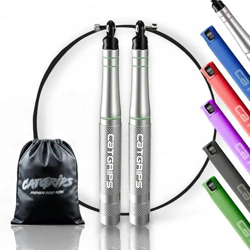 Comba Crossfit de Aluminio Premium – Comba de Saltar Rápida para WOD, Boxeo y Fitness – Comba Boxeo Ultra Ligera - Cuerda Saltar Crossfit con Accesorios y Bolsa de Transporte – CATGRIPS