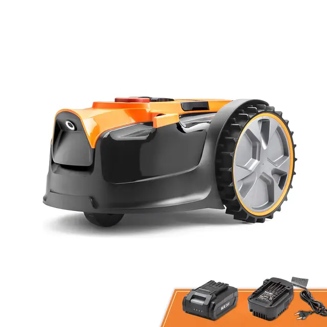 Lawnmaster OcuMow®16 Robots cortacéspedes eléctrico para Jardines de 80 m² Pendiente de 35% con batería de Iones de Litio MX 24V 2Ah y Cargador rápido