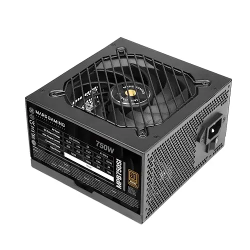 Mars Gaming MPB750SI, Fuente Alimentación ATX 750W, 7 Años Garantía, 80Plus Bronze 230V, 90% Eficiencia, Ventilador SI Extreme Silence con Núcleo de Cobre, Tecnologías AI2-RPM, DC-DC y SMD, Negro