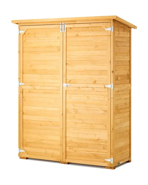 VEVOR Cobertizo de Almacenamiento para Exteriores 140 x 60 x 171,5 cm Cobertizo de Madera para Almacenamiento con Marco de Metal Gabinete de Almacenamiento Impermeable para Patio, Jardín, Césped