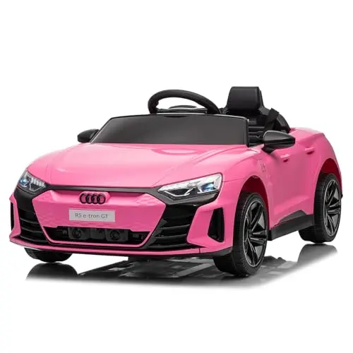 LALAHO Audi RS E-Tron 12V Coche Eléctrico Infantil Rosa