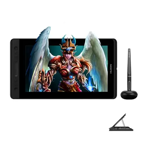 HUION Kamvas Pro 13 Tableta Gráfica con Pantalla, 120% sRGB, Monitor de Dibujo Laminado Completo, Pantalla de Lápiz Full HD de 13,3 Pulgadas y Lápiz Digital Preciso para Diseño Digital, con Soporte