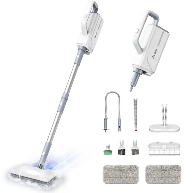 Mopa de vapor multifuncional Ariceck FV07 | Sistema de limpieza profunda 6 en 1 | Calentamiento en 15 segundos | Elimina el 99,9% de las bacterias y los ácaros | Apto para suelos de madera y baldosas