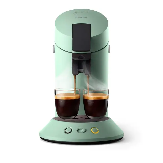 PHILIPS Senseo Original Plus cafetera de monodosis, Selección de Intensidad del Café, Tecnología Coffee Boost, Plástico Reciclado, Verde Desierto (CSA210/80)