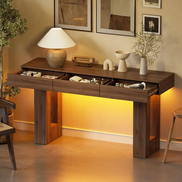 msfe mesa consola led 140cm 3 cajones