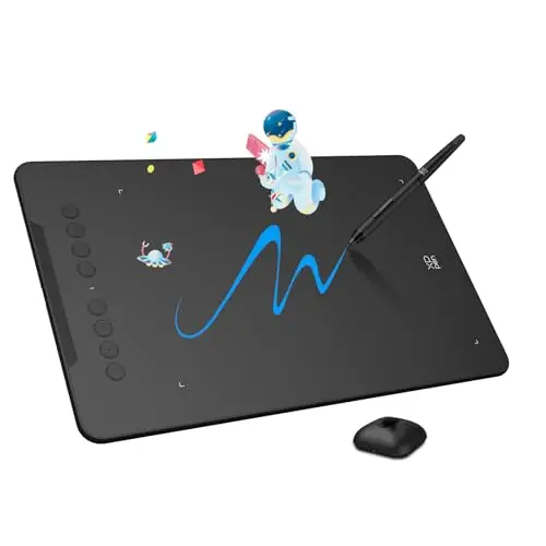 XPPen Deco 01V3 Tableta Gráfica Dibujo Digital 10x6 Pulgadas con Lápiz 16K Niveles, Compatible con Windows, Linux, Mac OS, Chrome OS y Android