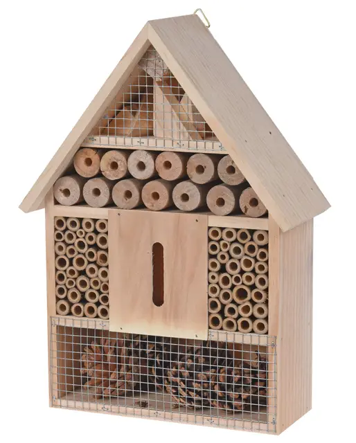 Hotel de insectos para colgar, 30 x 22 cm, natural, casa de insectos de madera para colgar, abejas, mariquitas, mariposas, hotel, casa, ayuda para anidar