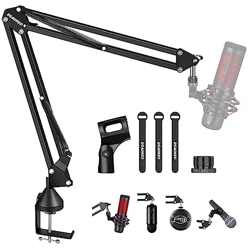 Soporte de Micrófono,Aokeo AK-35 Brazo de Micrófono ajustable negro Profesional para Micrófono de HyperX QuadCast,Blue Yeti,Blue Snowball,Etc