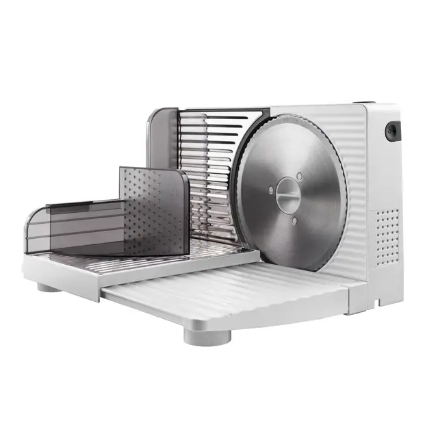 Taurus - Cortafiambres PLEGABLE | Cuchilla Acero INOX Ø17 cm | Corte preciso 1-15mm | Compacto | Fácil limpieza | Protección dedos | Cortador fiambres eléctrico con disco extraíble | Grosor regulable