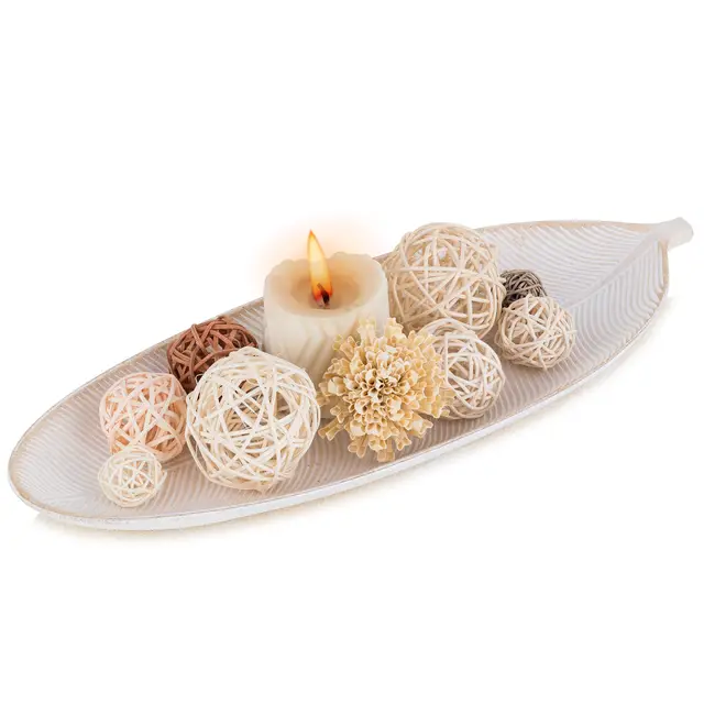 hanobe bandeja decorativa hoja madera