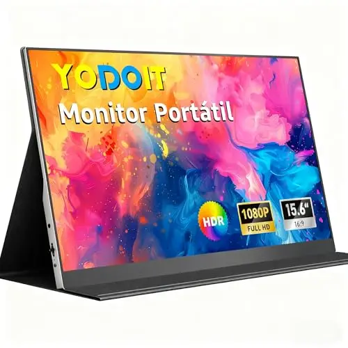 Yodoit Monitor Portátil Pantalla Portatil de 15,6 Pulgadas IPS 1080P FHD Display USB Type-C de Computadora, Juego HDR con HDMI/USB C para MacBook PC Xbox PS4/5 Nintendo Switch Teléfono
