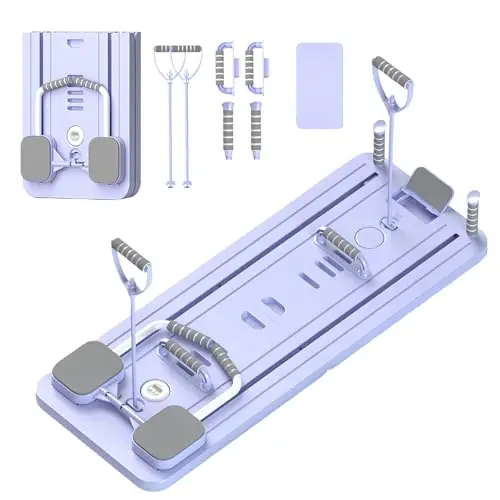 Pilates Reformer, Pilates Board Plegable, Reformer Pilates Maquina Multifuncional, Tabla Pilates con Entrenamiento Abdominal, Rebote Automático y Cuerda de Tensión para Gimnasio en Casa