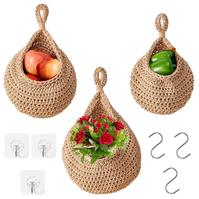xnzmyn set 3 cestas mimbre colgantes