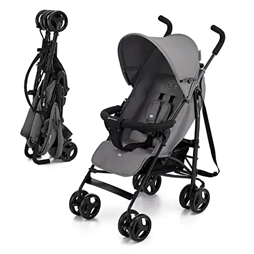 Kinderkraft TIK Silla de Paseo bebé, Carrito, Carro bebé, Carrito bebé, Posición reclinada, Plegable, Posición Tumbada, Ligero - 6,5kg, Material Impermeable, Gris, 1.0 Count