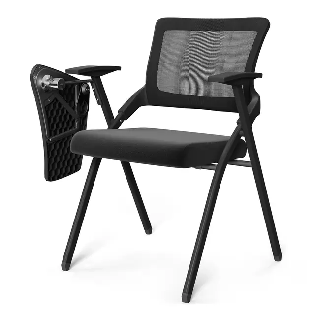 1pcs Silla De Oficina Silla de Personal Silla Plegable Silla Ergonómica Silla de Entrenamiento Plegable con Tablero De Escritura De Almacenamiento Giratorio
