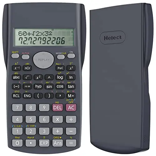 Helect Calculadora Científica de Ingeniería de 2 Líneas, Adecuada Compatible Escuelas y Negocios, Negro
