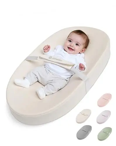 COMOMY Cambiador de piel vegana, 80 x 40 cm, impermeable y lavable, con cinturón de seguridad y diseño antideslizante, suave y ligero (beige)