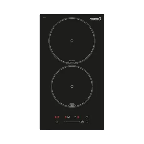 CATA Placa de Inducción ISB 3102 BK 2 Zonas de cocción Control táctil Deslizante con avisador acústico 9 Niveles de Potencia Regulables + Booster Función Temporizador Ancho 29 cm Color Negro