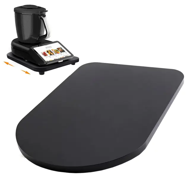 Tabla Deslizante para Thermomix TM7, Base para Thermomix con Ruedas, Movimiento Rápido Y Soporte Seguro, Bandeja de Bambú Accesorios para Thermomix TM 7, Negro