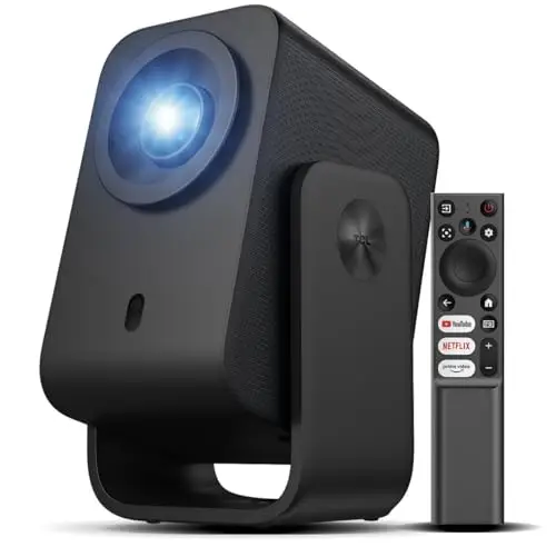 TCL C1 Proyector Portatil 4K Compatible, [GoogleTV/Netflix Intégrées] Mini Proyector Full HD, Auto Focus y 6D Keystone, Dolby 8W, WiFi, Bluetooth, Ajustable a 285° para Cine en Casa, Habitacion
