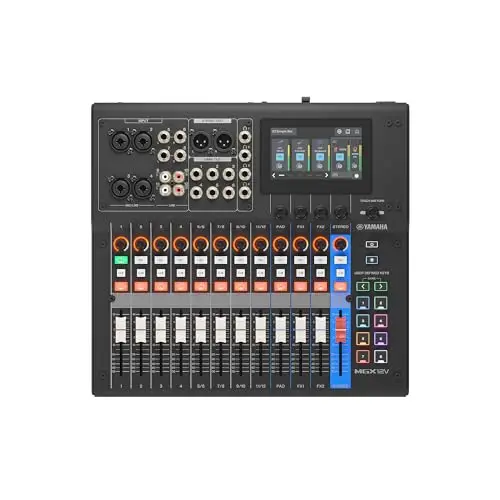 YAMAHA MGX12V Mezclador de Audio y Vídeo con LCD Táctil, HDMI USB, Negro | Mezclador AV Compacto con Captura HDMI-USB, Bluetooth, Doble USB y Grabación microSD