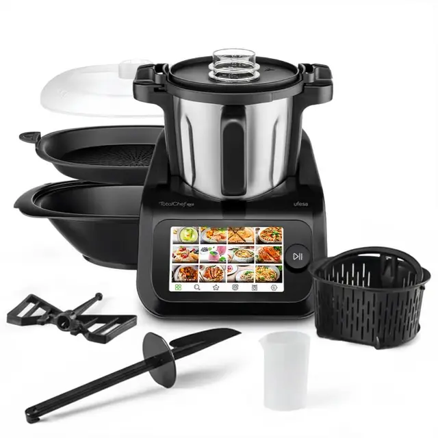 Ufesa TotalChef RK6 Robot de Cocina Multifunción Inteligente, Pantalla Digital 7”, WIFI, 30 Funciones, Jarra Acero Inox, Capacidad Máxima 3,5L, Báscula Integrada, 15 Programas, Accesorios
