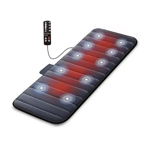 COMFIER Colchón de Masaje eléctrico con 10 Motores Vibrantes, Almohadilla Térmica de 2 Terapias con Apagado Automático, Almohadilla de Colchón de Masaje Calentado para el Alivio del Dolor de Espalda