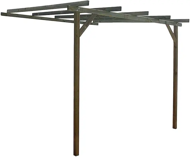 Pérgola Adosada de Madera Gama Kai de VidaHuerto: Donde Elegancia y Naturaleza Se Unen (Madera DE Pino, 300x240x240/270 cm)