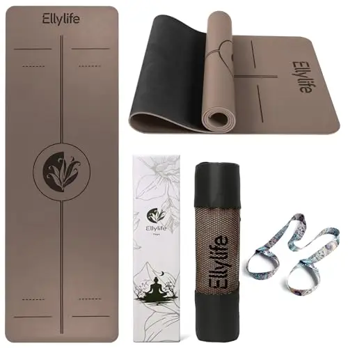 Esterilla Yoga Antideslizante con Marcas de Alineación, ECO materiales, Extra Gruesa Duradera Yoga Mat, para Pilates, Yoga, Ejercicio y Hot Yoga con Correa