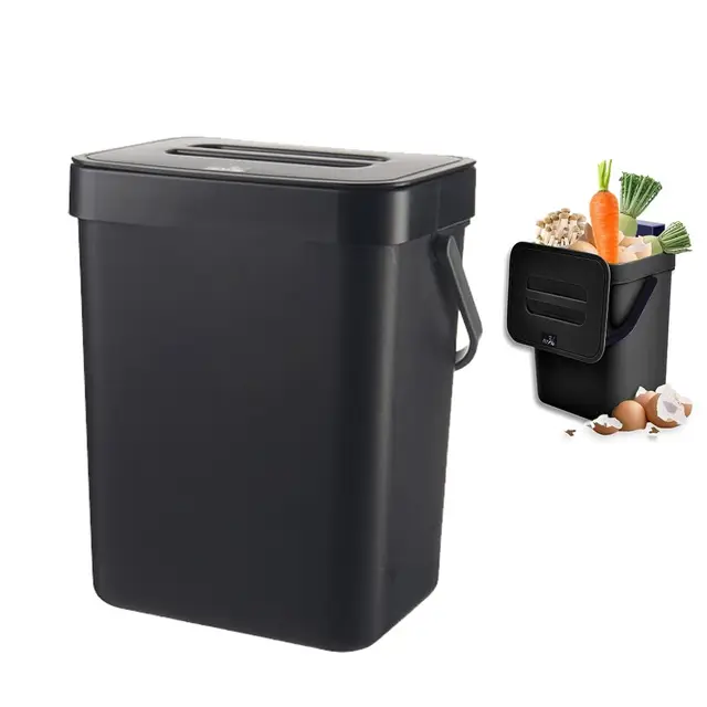 DASIAUTOEM Cubo de basura orgánica, cubo de basura de 3 litros con tapa, cubo de compostaje para cocina, cubo de pañales a prueba de olores, para colgar en casa, cubo de basura orgánico pequeño