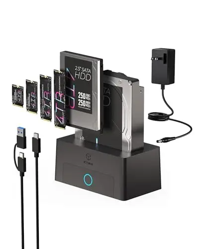Icy Box Docking Station USB-C para M.2 NVMe y HDD/SSD 2,5"/3,5", USB 3.2 Gen 2 Type-C (10 Gbps), HotSwap, UASP, Dock SATA y NVMe para SSD y Discos Duros, IB-1123M-CU31, Spade Dock 1123