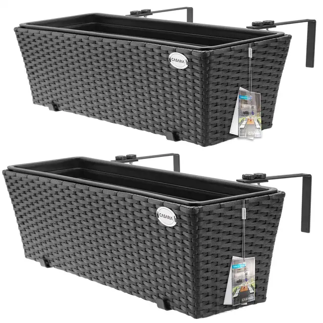 casaria macetero balcón 60x20x19cm set