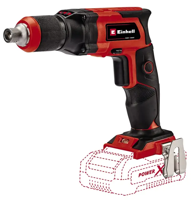 Einhell Atornillador de obra en seco con batería TE-DY 18 Li-Solo Power X-Change (iones de litio,18 V, 4000 min-1, tope de profundidad, funcionamiento continuo, sin batería ni cargador, incl. E-Box)