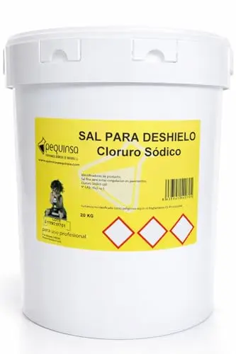Sal para deshielo. Cubo 20 kg. para derretir Hielo en accesos, Carreteras, aparcamientos. Evita la formación de Hielo de Manera eficaz.