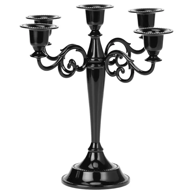 qwork candelabro 5 brazos negro 27 cm