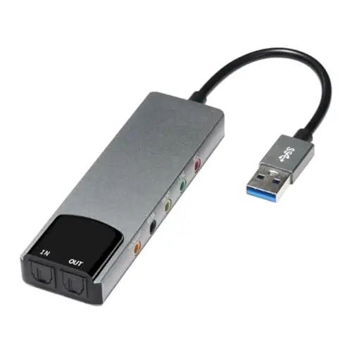 Tarjeta de Sonido de Computadora 6 en 1 Tarjeta de Sonido Externa USB 5.1 Convertidor de Audio MultifuncióN para Computadora PortáTil Tarjeta de Sonido de Aluminio