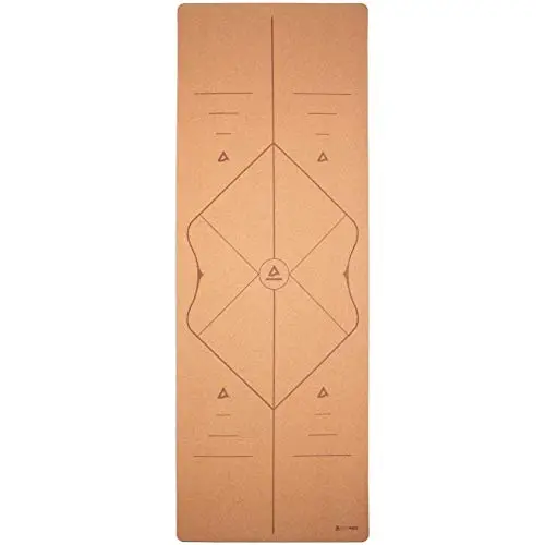 Esterilla de yoga Pro Comfort de corcho extragrande de 200 x 66 cm con marcas de alineación, incluye correa y bolsa de yoga