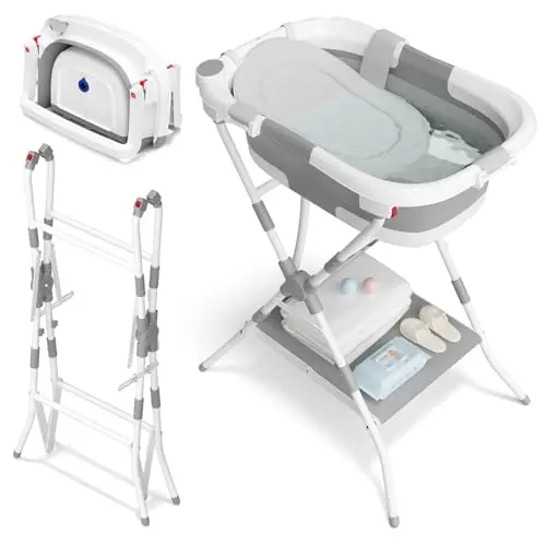 COOSEYA XTL-906 Bañera Bebé Plegable 2 en 1 con Soporte