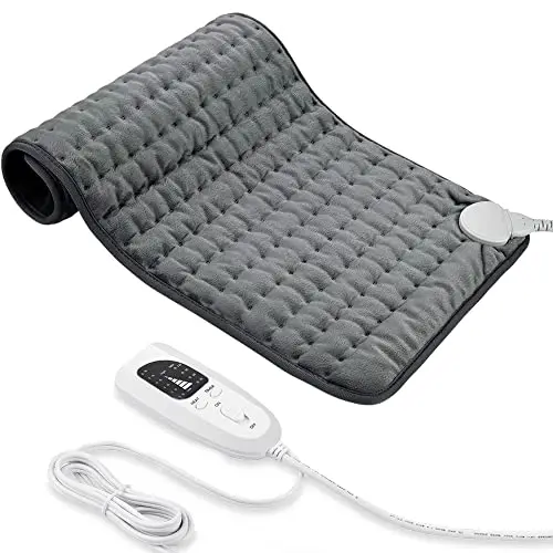 Manta Electrica，Almohadilla TéRmica,Almohadilla De Calefacción EléCtrica Con Apagado AutomáTico Y 6 Temperaturas Almohadilla De Calefacción (Gris Oscuro, 30x60cm)